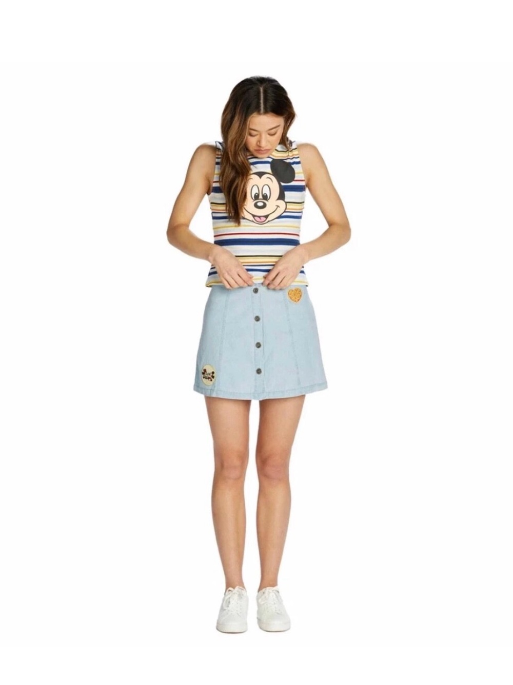 DISNEY PARKS DENIM JEAN SKIRT MICKEY & MINNIE XL NEW WITH TAGS